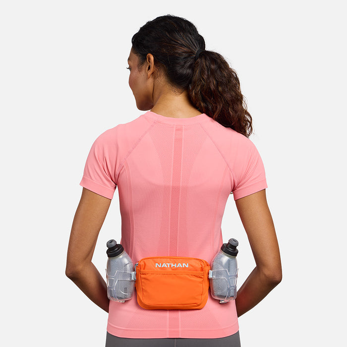 color:Orange Blaze/Reflective Silver||seo:Nathan TrailMix Plus Insulated Hydration Waist Belt 3.0 - Orange Blaze/Reflective Silver - On Model - Back View
