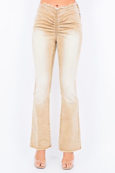 Trendy V-Cut Ruched Flare Pants