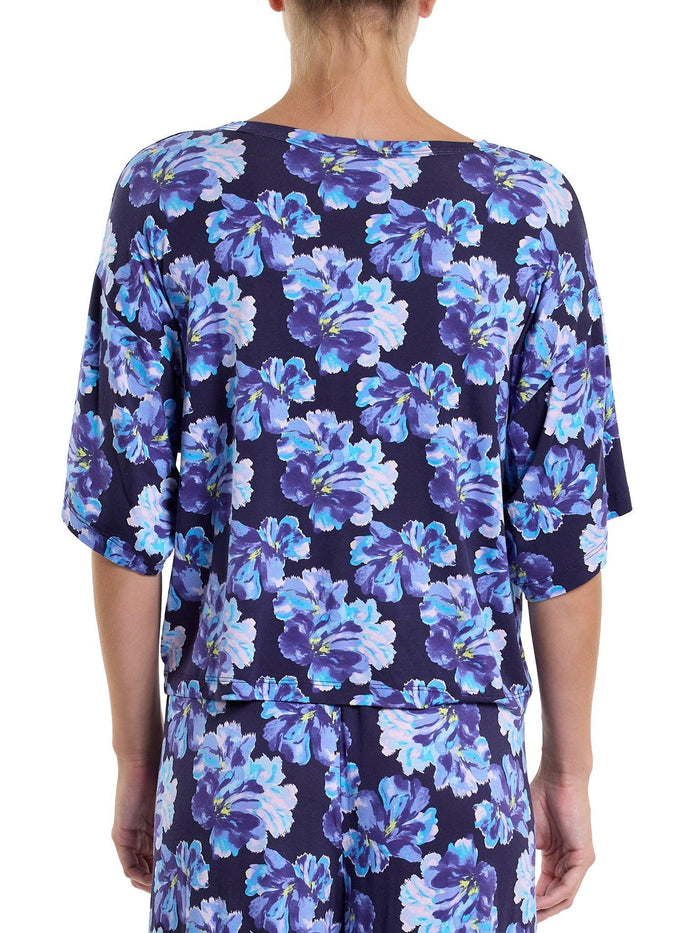 Unwind Tee Nightfall Purple floral oversized sleep top - Back View | Hanky Panky