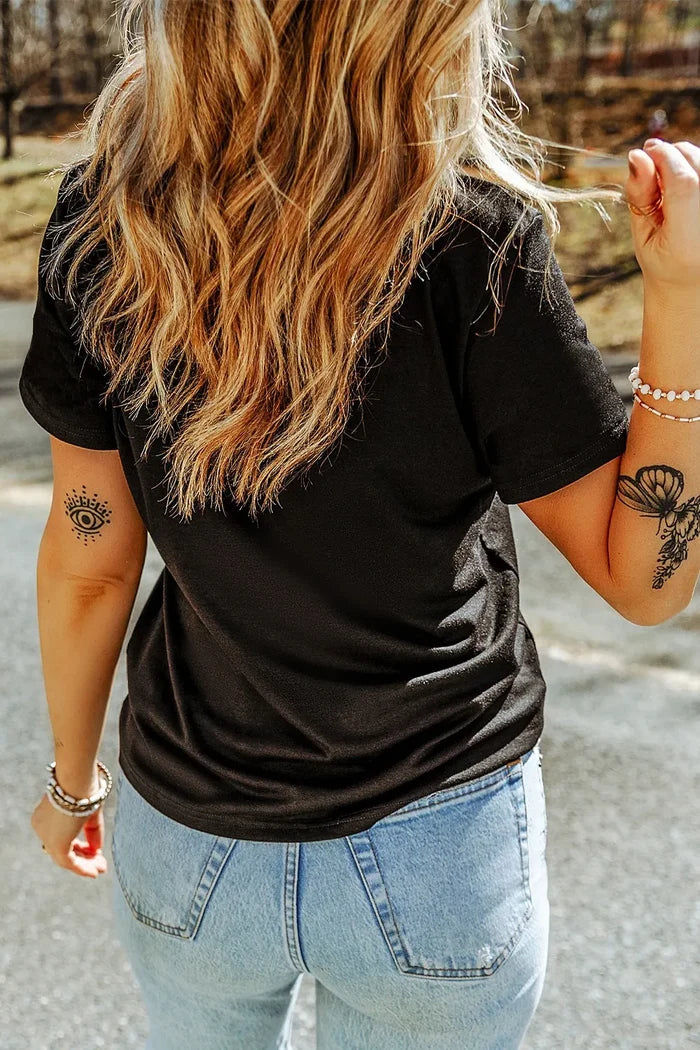 US Flag Round Neck Short Sleeve T-Shirt