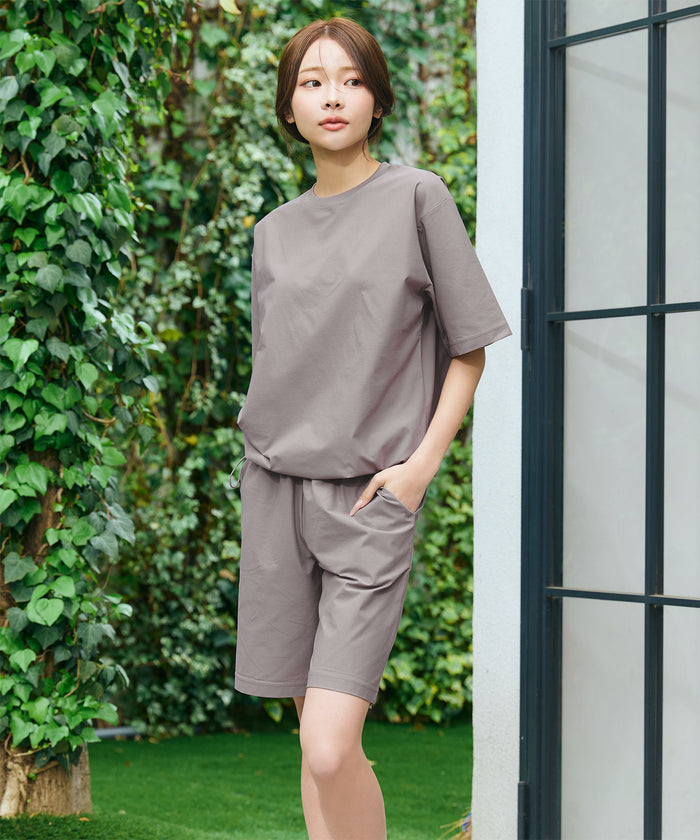UV-Cut Mesh Short Sleeve Top and Bottom Set