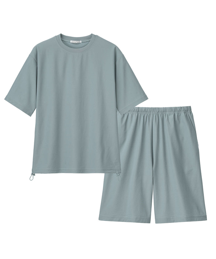 UV-Cut Mesh Short Sleeve Top and Bottom Set