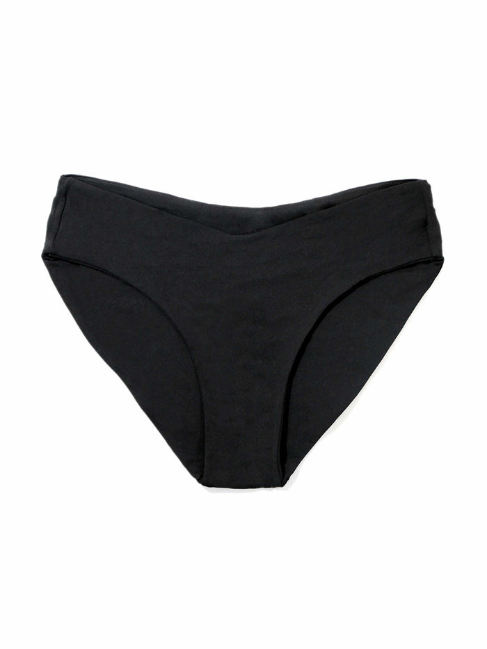Black V-Kini Swimsuit Bottom Flat Lay, Recycled Fabric Bikini Brief | Hanky Panky