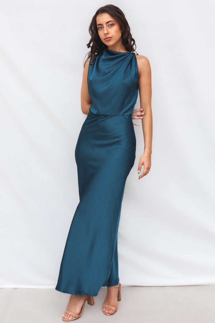 Vianna Formal Dress - Teal - Runway Goddess