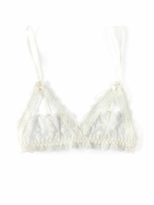 Light Ivory Victoria Lace Open Bralette Flat Lay - Chantilly Lace Unlined Bralette | Hanky Panky