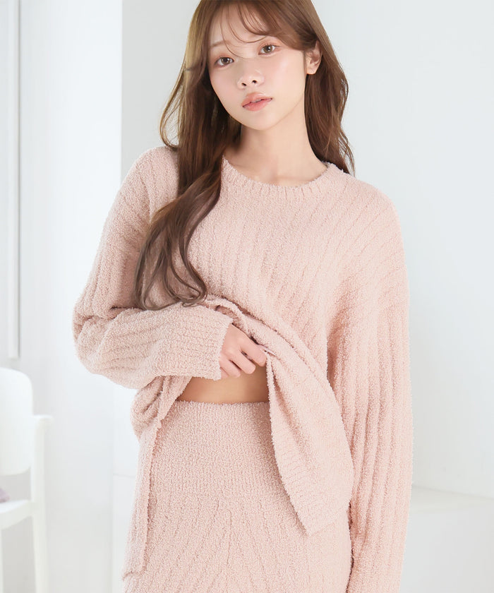 Warm Chenille Knit Top and Bottom Set