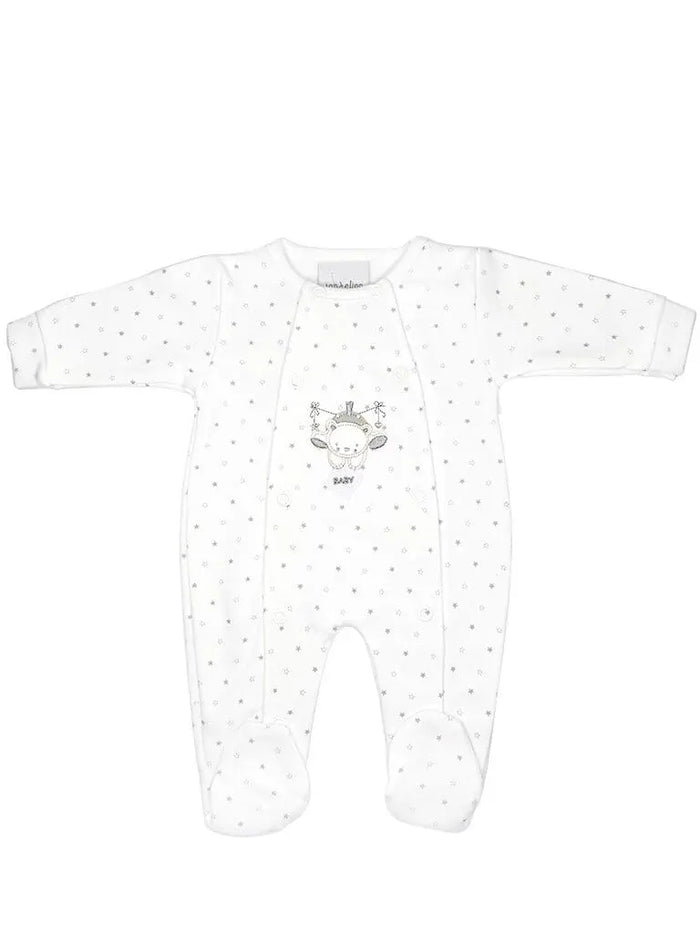 White Baby Bear Star Print Sleepsuit Sleepsuit / Babygrow Dandelion