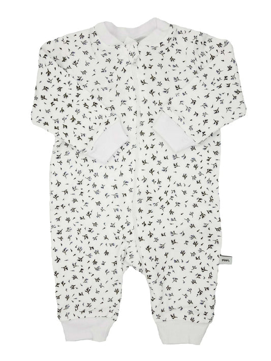 White Ditsy Flower Print Organic Cotton Footless Babygrow Sleepsuit / Babygrow Pippi