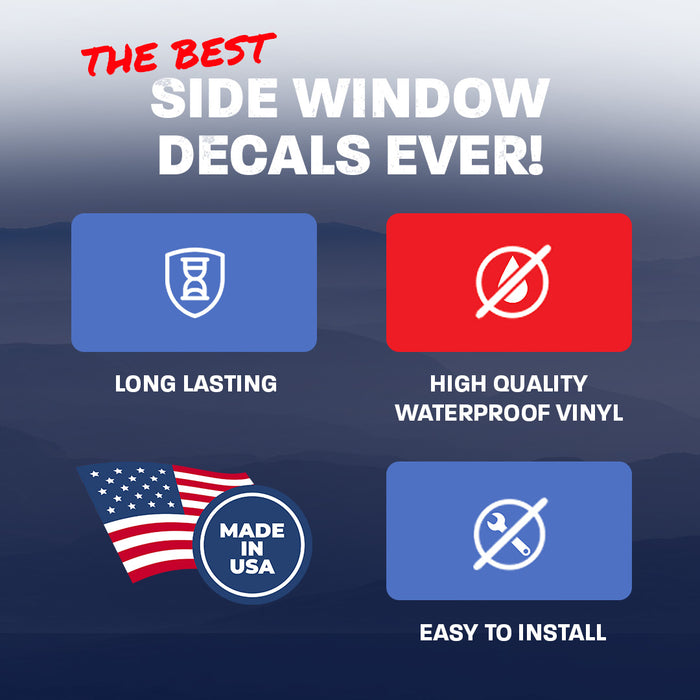 White & Light Blue Thin Red Line Side Windows Printed Vinyl Decal