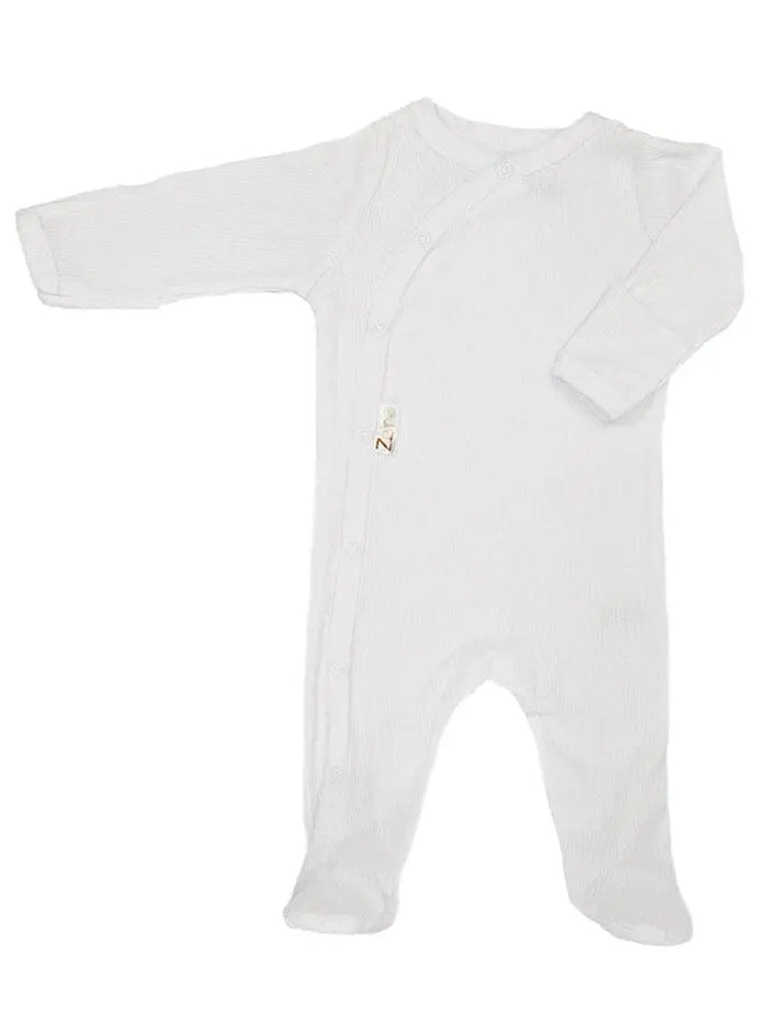 White Ribbed Sleepsuit Sleepsuit / Babygrow Soft Touch