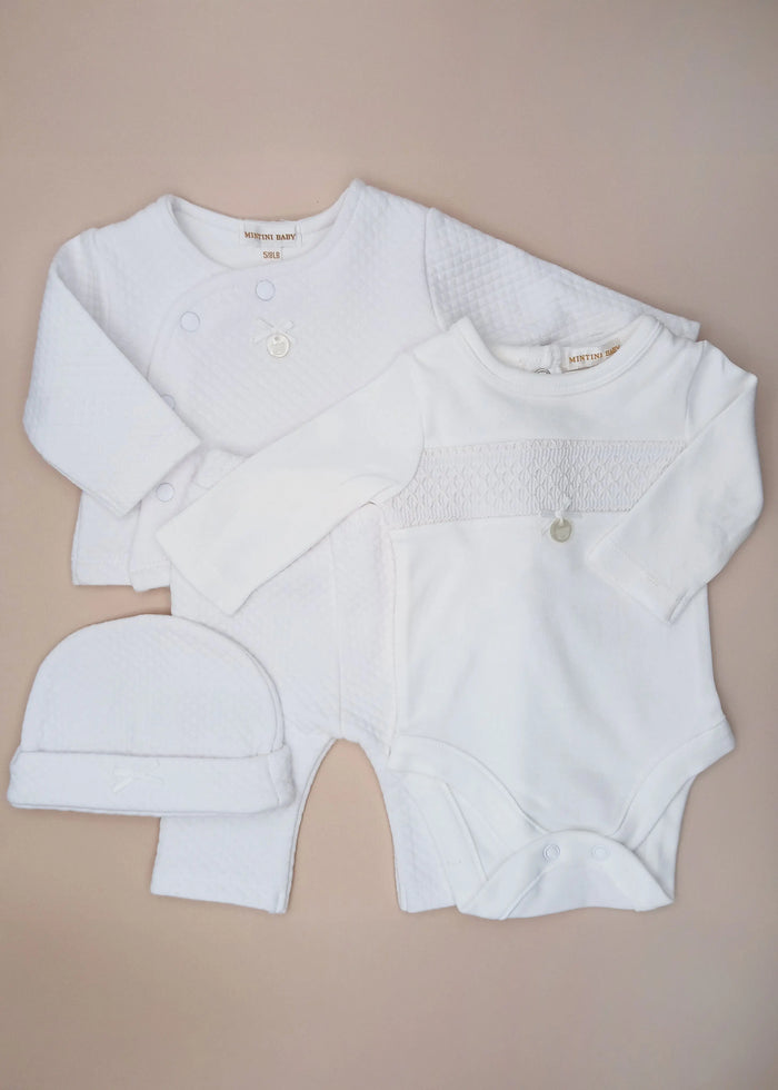 White Waffle Tiny Baby - Four Piece Set Outfit Mintini Baby