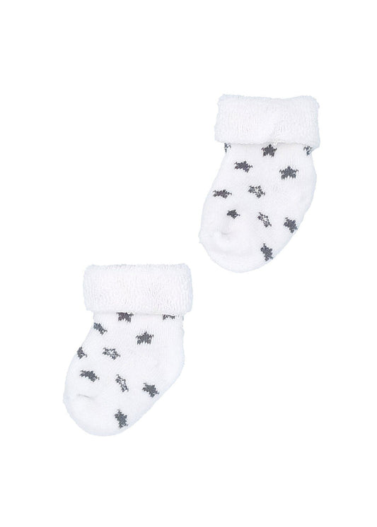 White With Grey Stars Stay-on Towelling Premature Baby Socks Socks Little Mouse Baby Clothing & Gifts