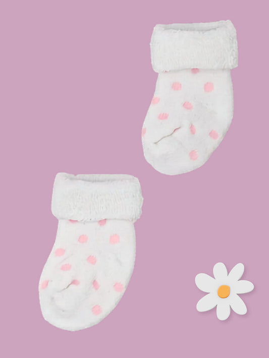 White With Pink Spots Stay-on Towelling Premature Baby Socks Socks Little Mouse Baby Clothing & Gifts