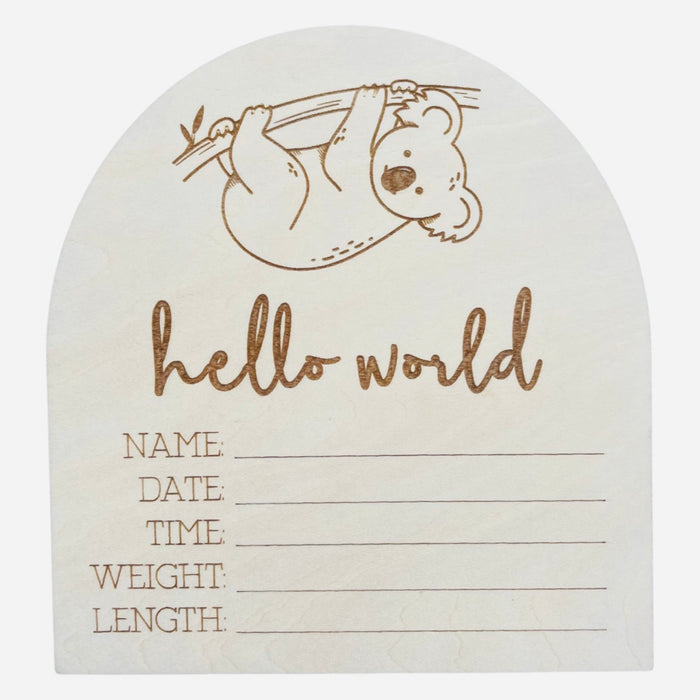 Wooden Announcement Plaque - Koala