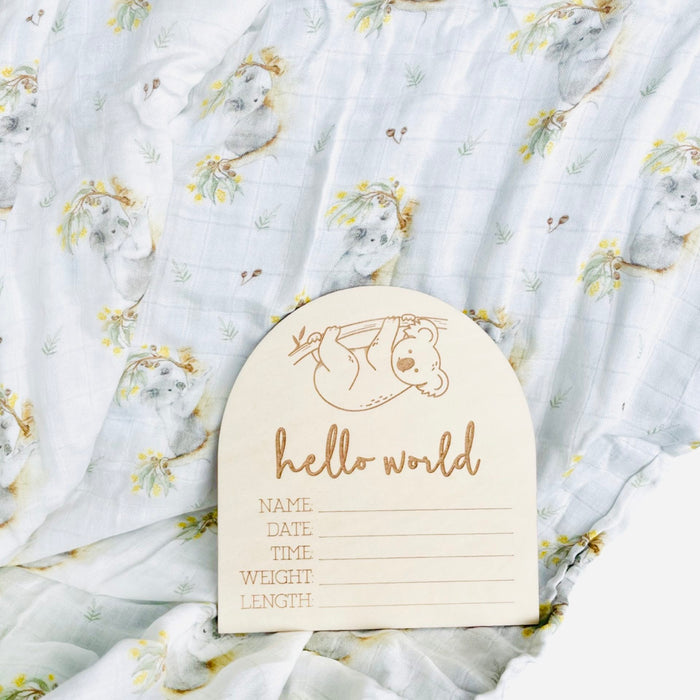 Wooden Announcement Plaque - Koala
