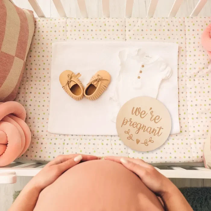 Wooden Announcement Plaque - We're Pregnant