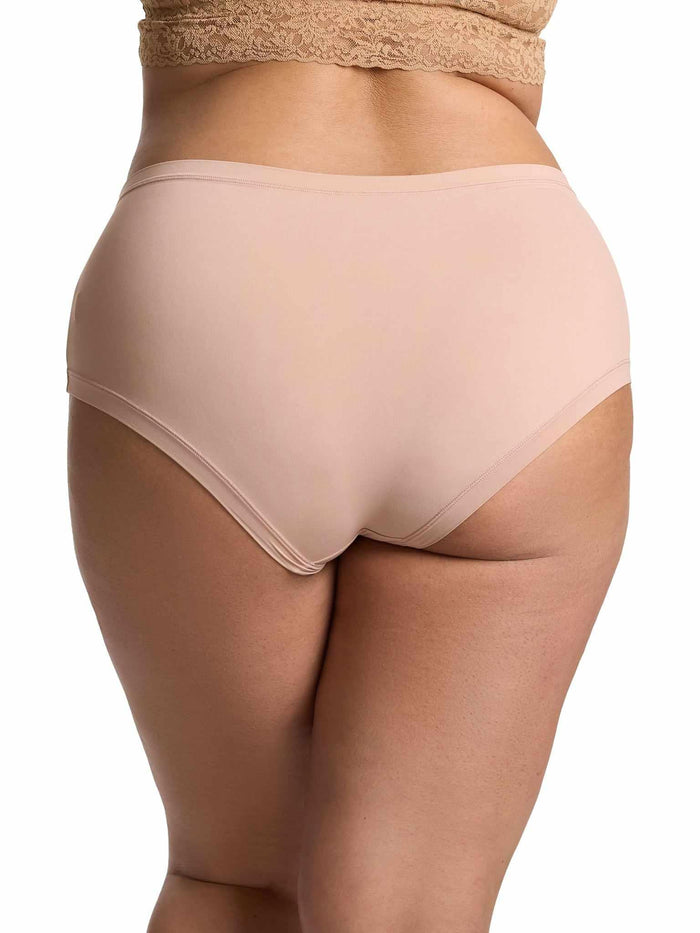 Almond Milk Neutral YourFit™ Boyshort - Back View On Curve Model, Full Coverage | Hanky Panky