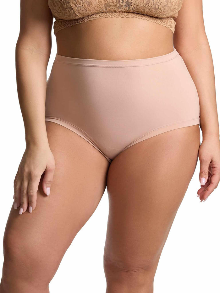 YourFit™ High Rise Boyshort Almond Milk Neutral - Front View On Model, Inclusive Sizing | Hanky Panky