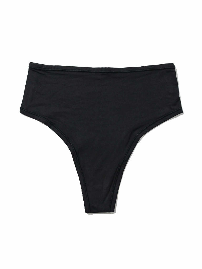 Black YourFit™ High Rise Thong - Flat Lay Front View, Buttery Smooth Fabric | Hanky Panky