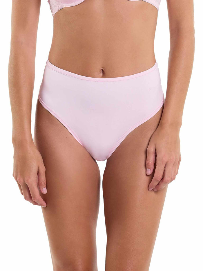 Bliss Pink YourFit™ High Rise Thong - Front View On Model, One Size Comfortable Thong | Hanky Panky