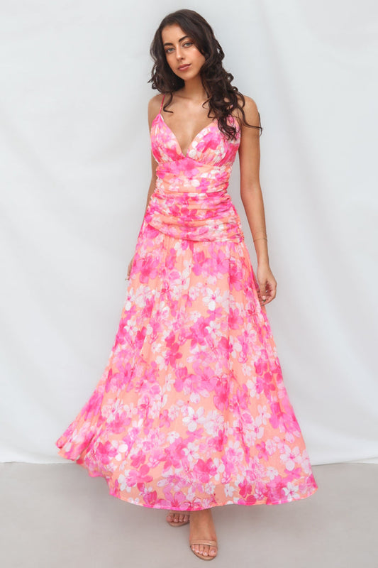 Yura Maxi Dress - Pink Floral - Runway Goddess