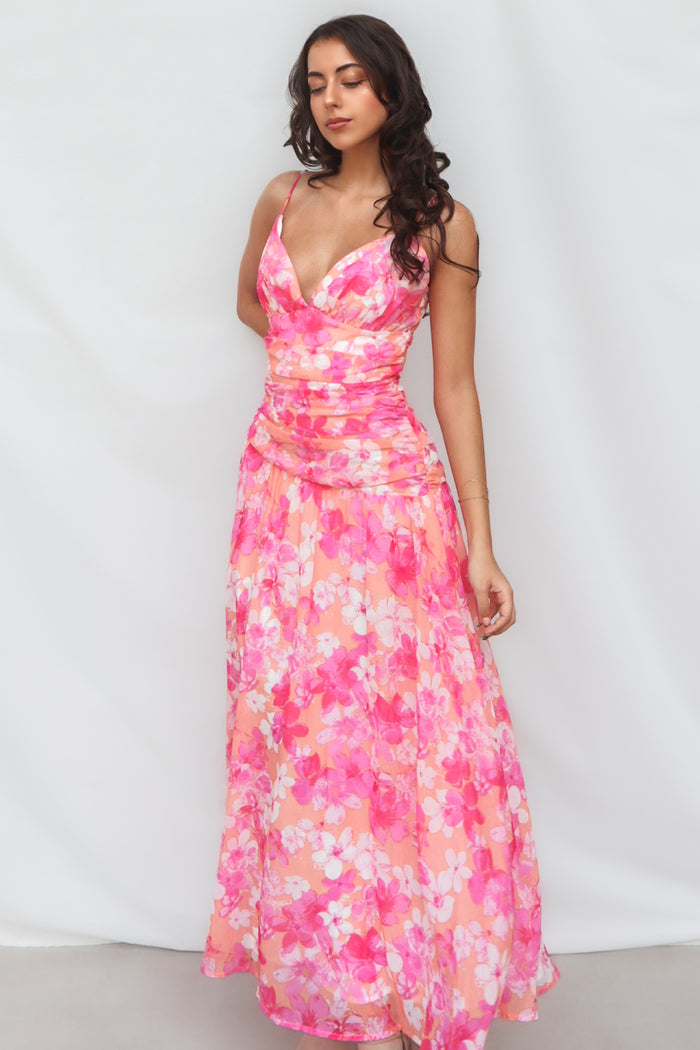 Yura Maxi Dress - Pink Floral - Runway Goddess