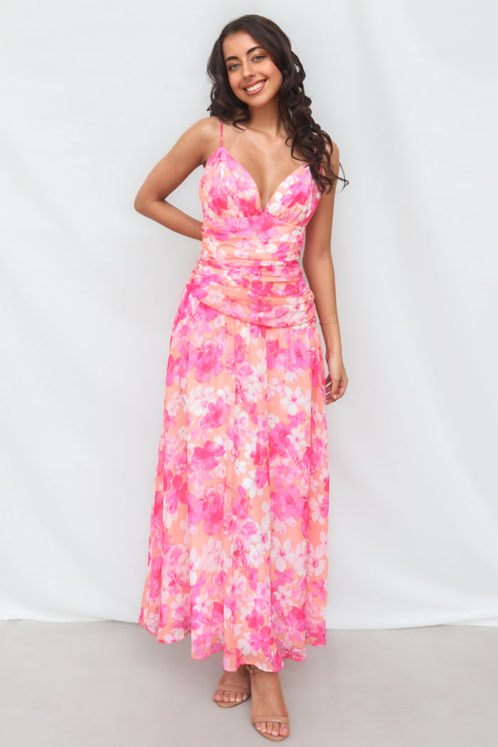Yura Maxi Dress - Pink Floral - Runway Goddess