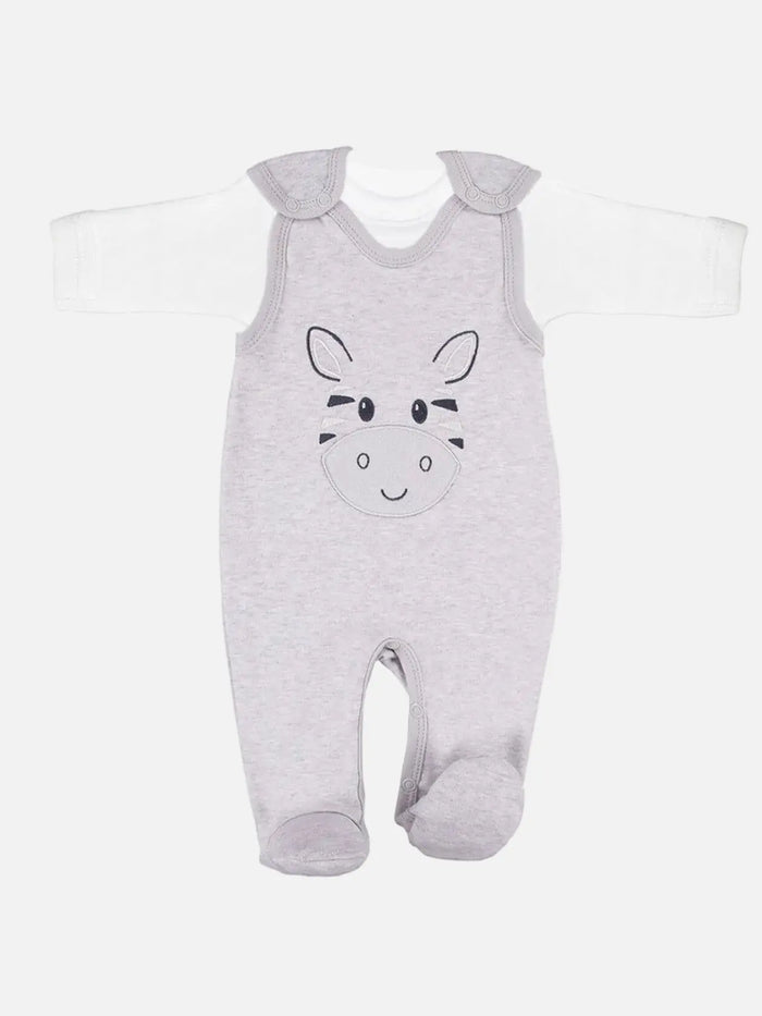 Zebra Footed Dungarees and Top Set - Grey Dungaree EEVI
