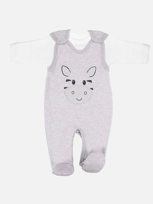 Zebra Footed Dungarees and Top Set - Grey Dungaree EEVI